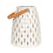 Hello Honey® 8" White & Brown Stoneware Rechargeable LED Solar Powered Waterproof Lantern